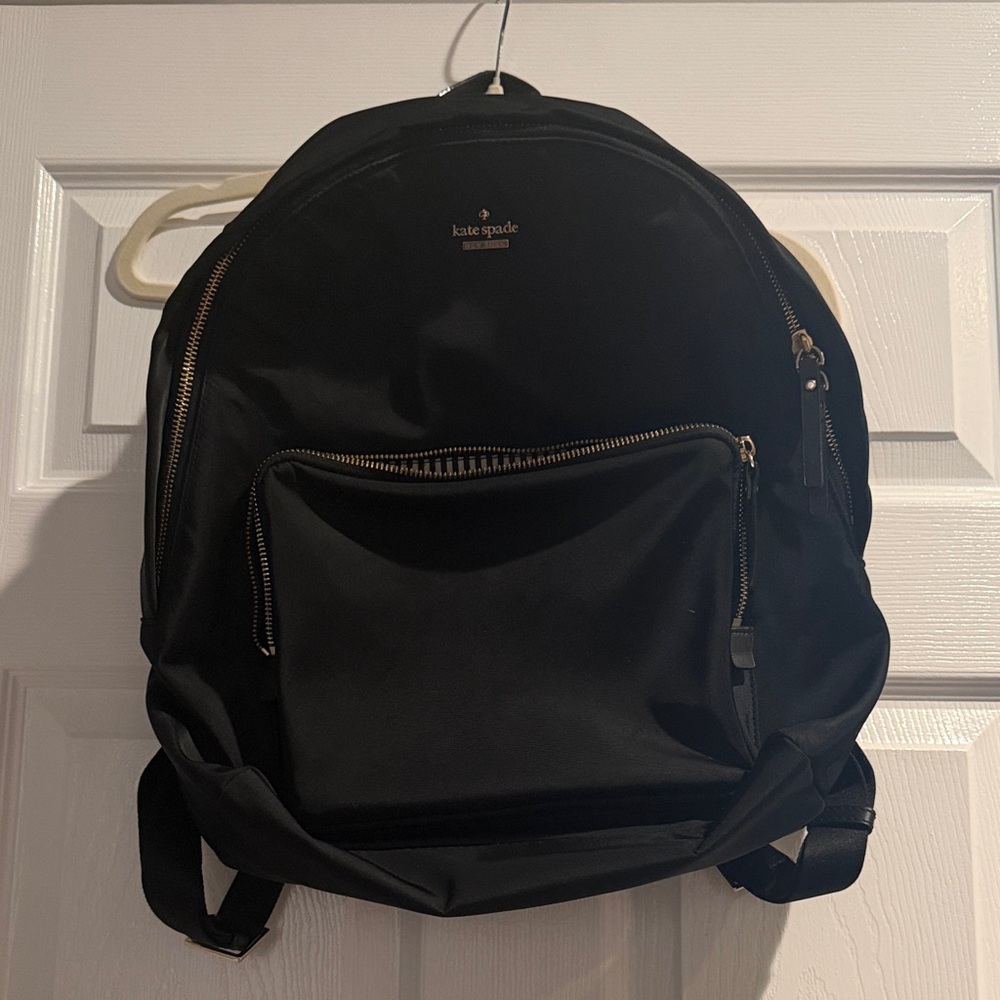 kate spade Black Nylon Backpack with Gold Hardware